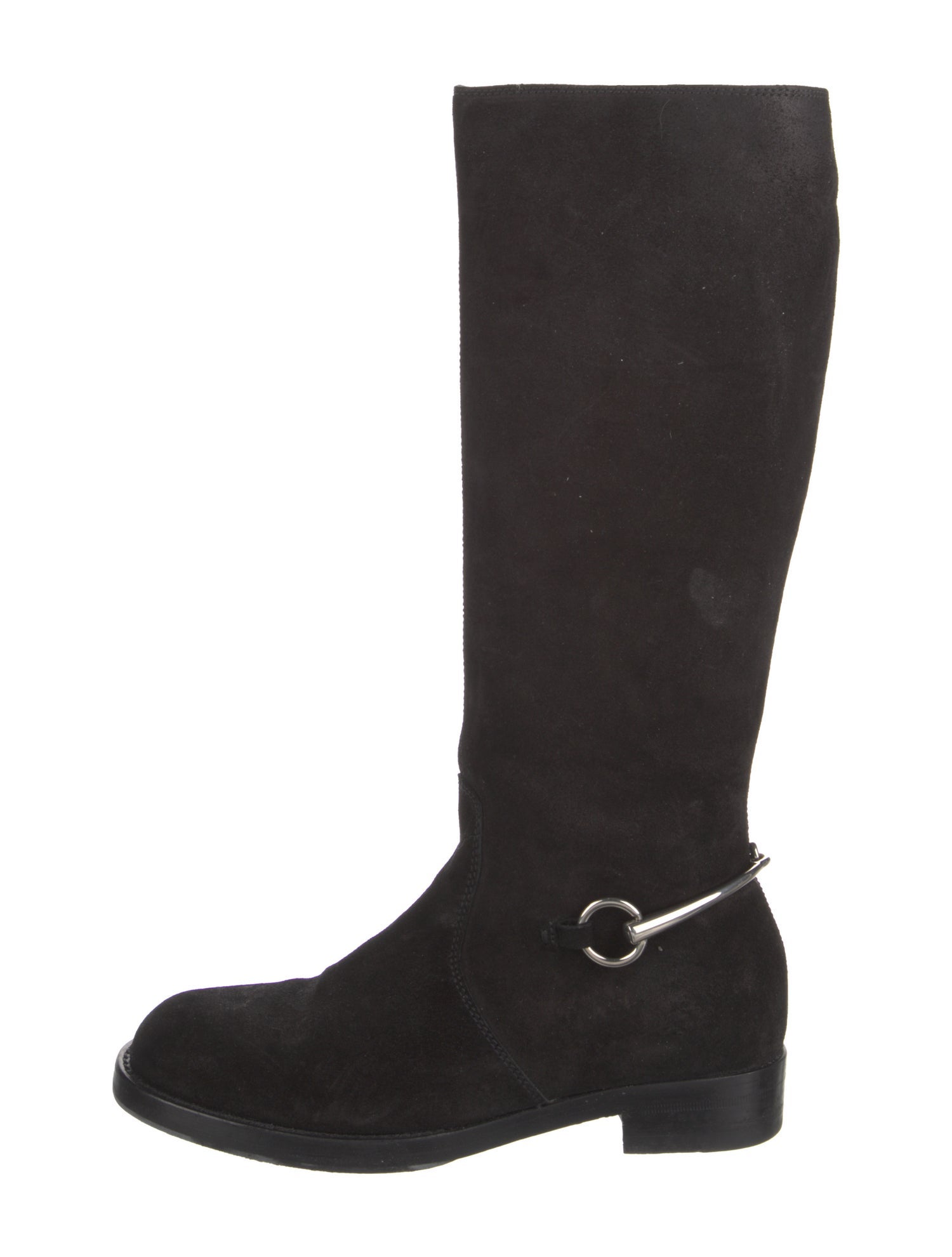 Gucci Horsebit Accent Suede Riding Boots