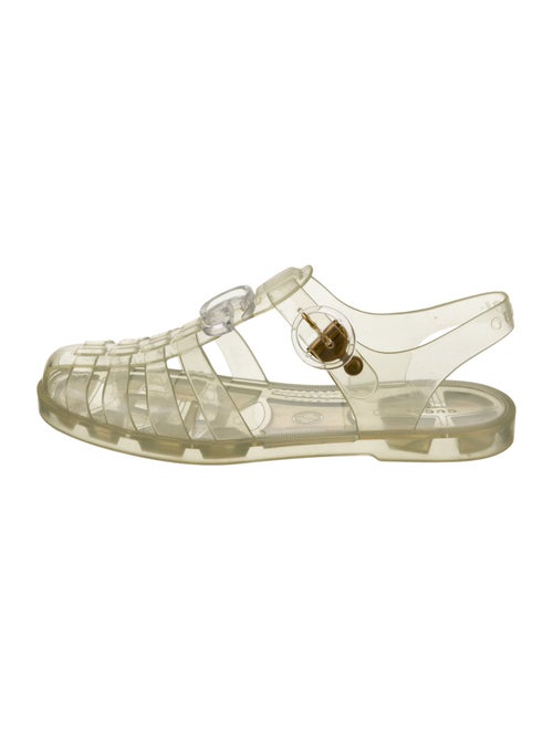 Gucci Double G Logo Rubber T-Strap Sandals