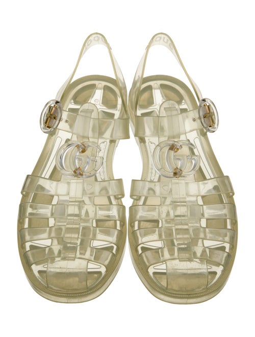 Gucci Double G Logo Rubber T-Strap Sandals