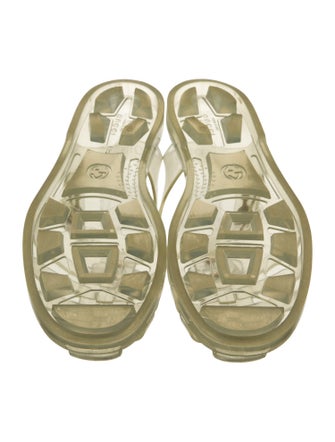 Gucci Double G Logo Rubber T-Strap Sandals
