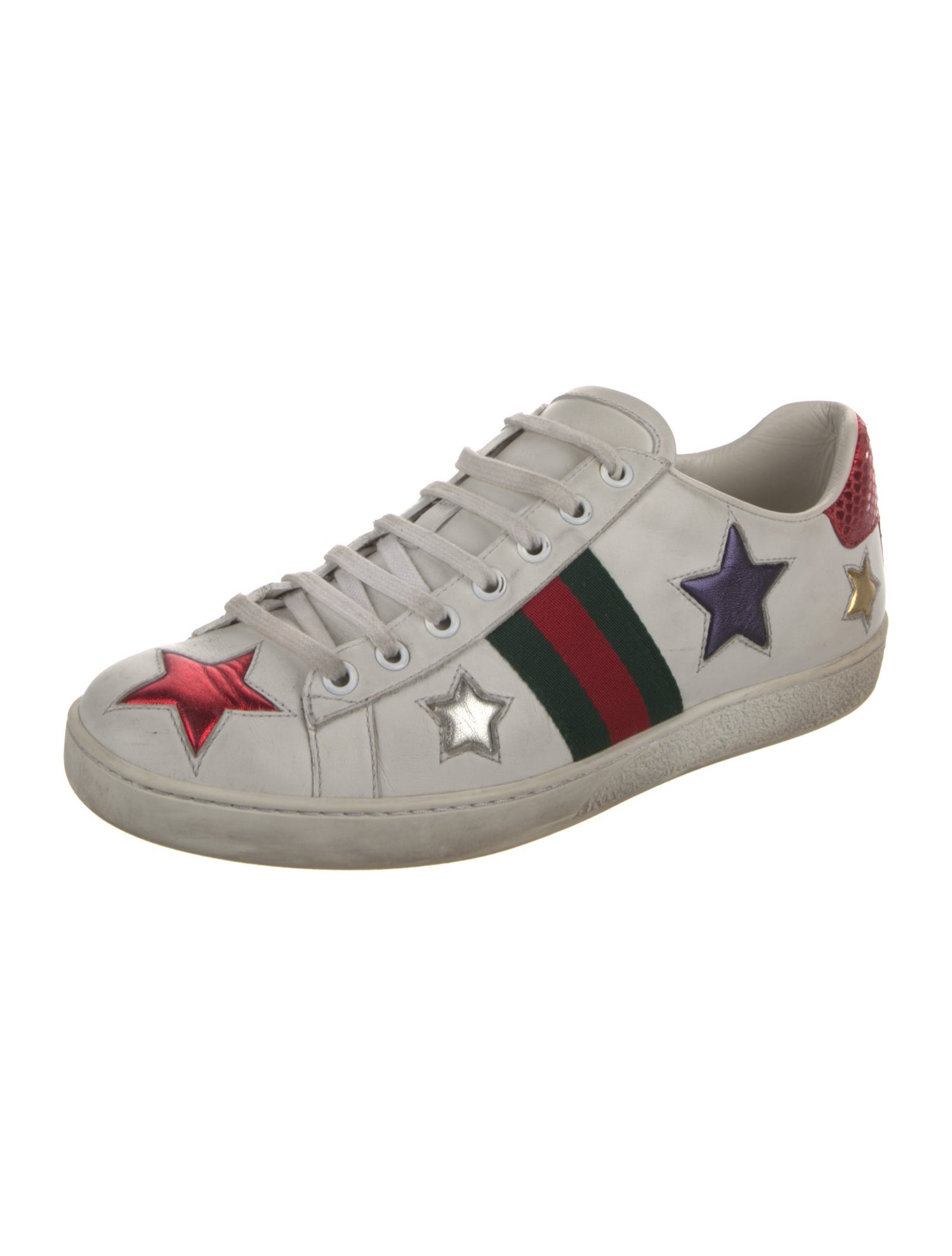 Gucci Web Accent Leather Sneakers