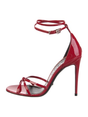 Gucci Double G Logo Patent Leather Sandals