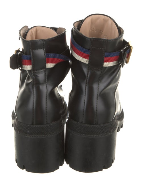 Gucci Sylvie Web Accent Leather Combat Boots