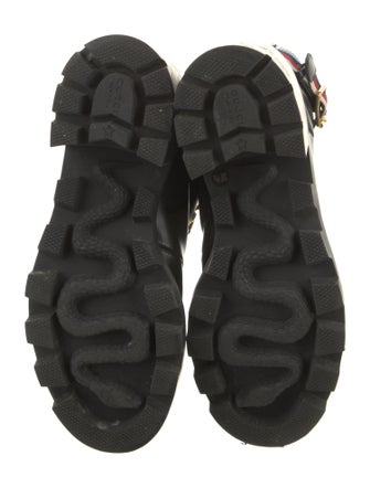 Gucci Sylvie Web Accent Leather Combat Boots
