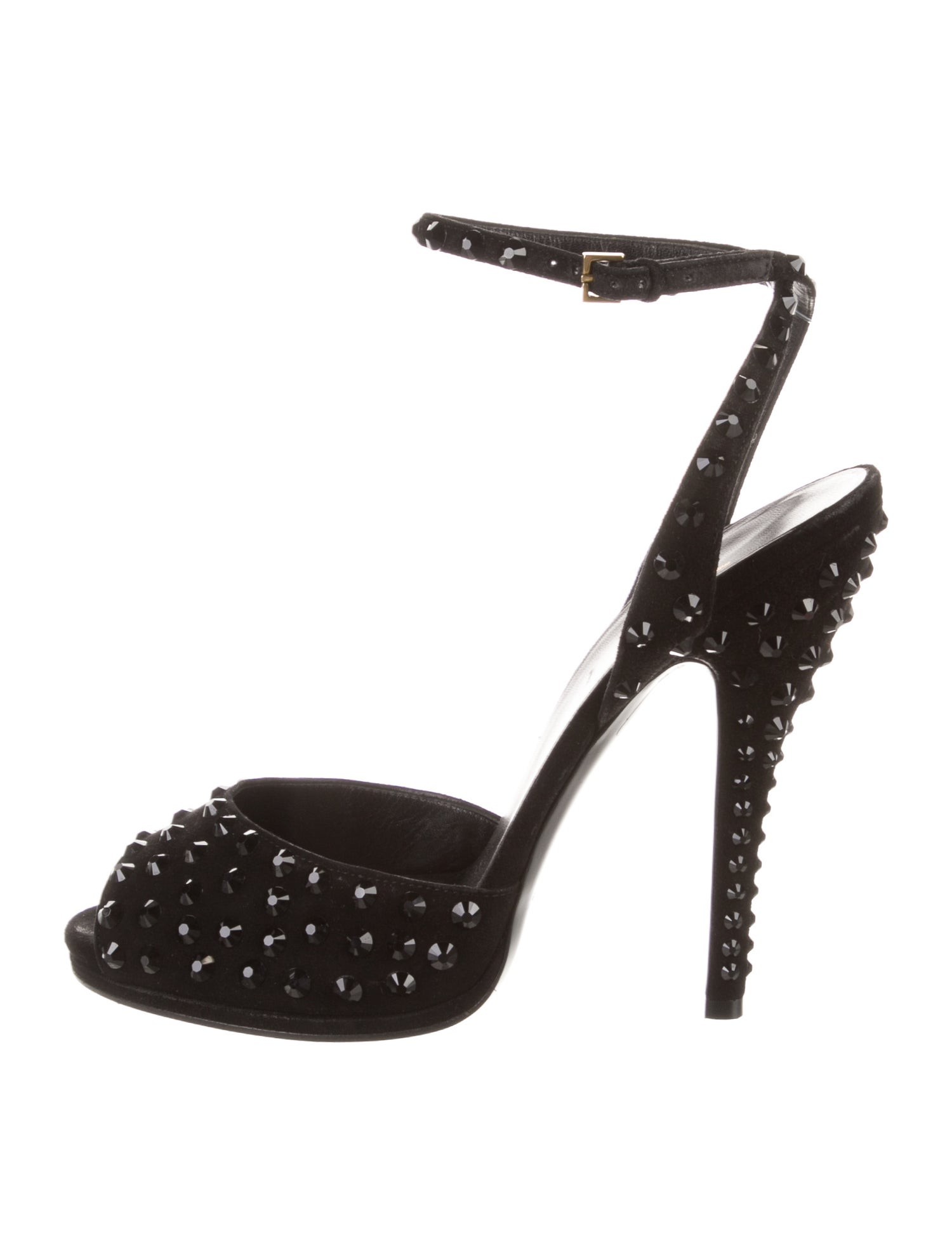 Gucci Suede Crystal Embellishments Pumps