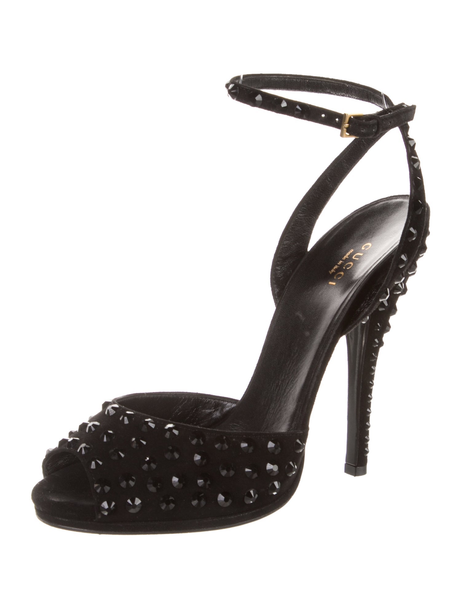 Gucci Suede Crystal Embellishments Pumps