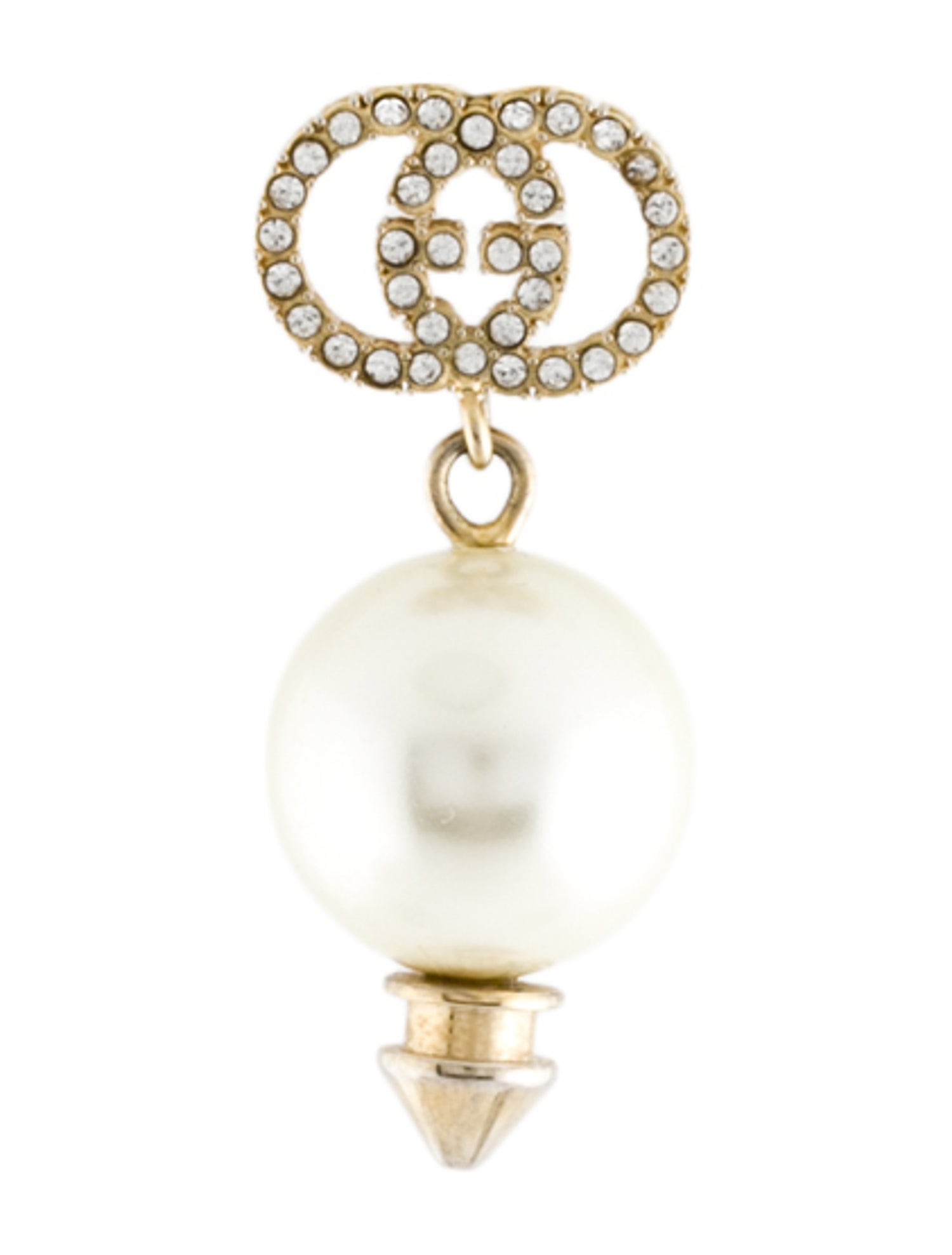 Gucci Faux Pearl & Crystal Interlocking G Single Earring