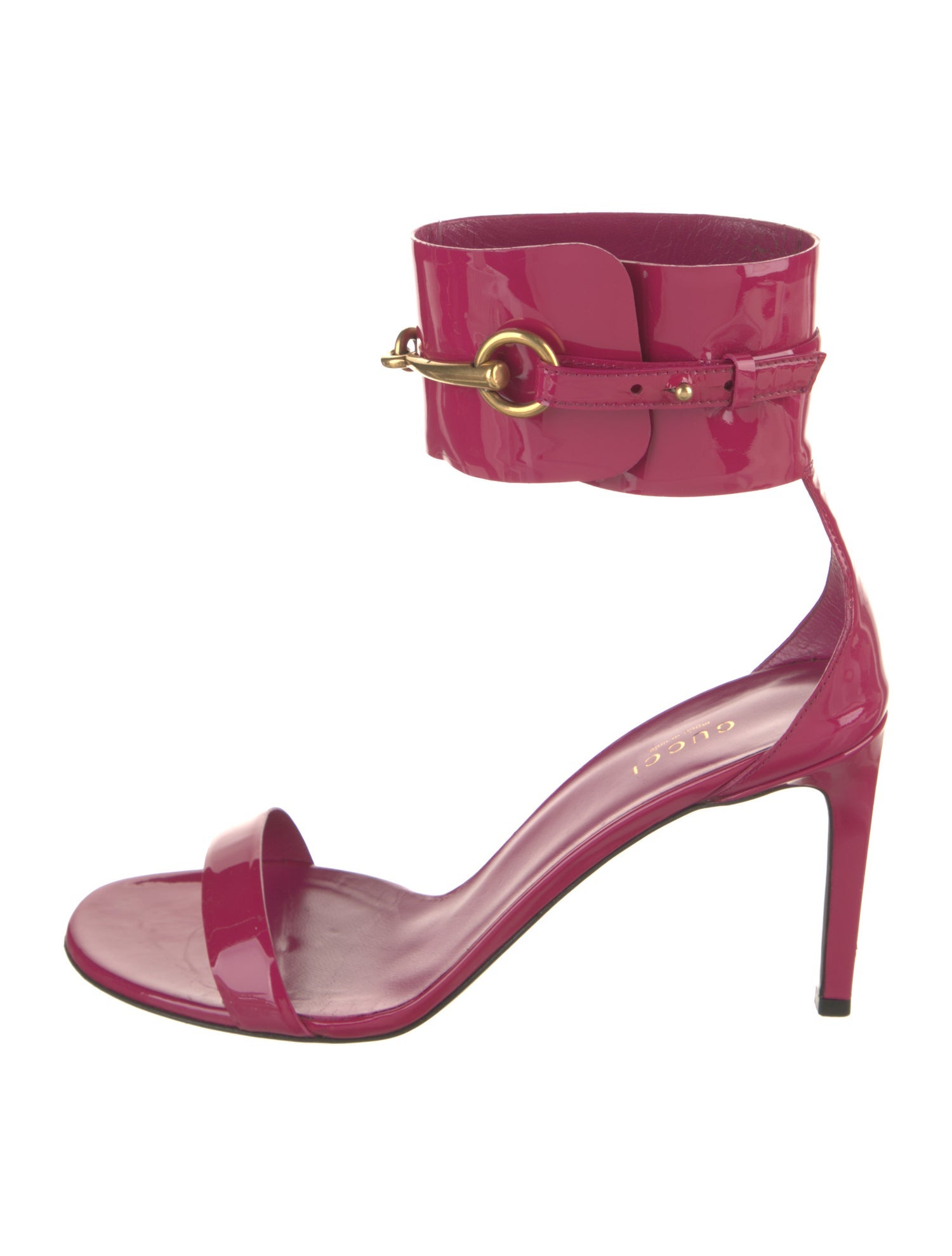 Gucci Horsebit Accent Patent Leather Sandals