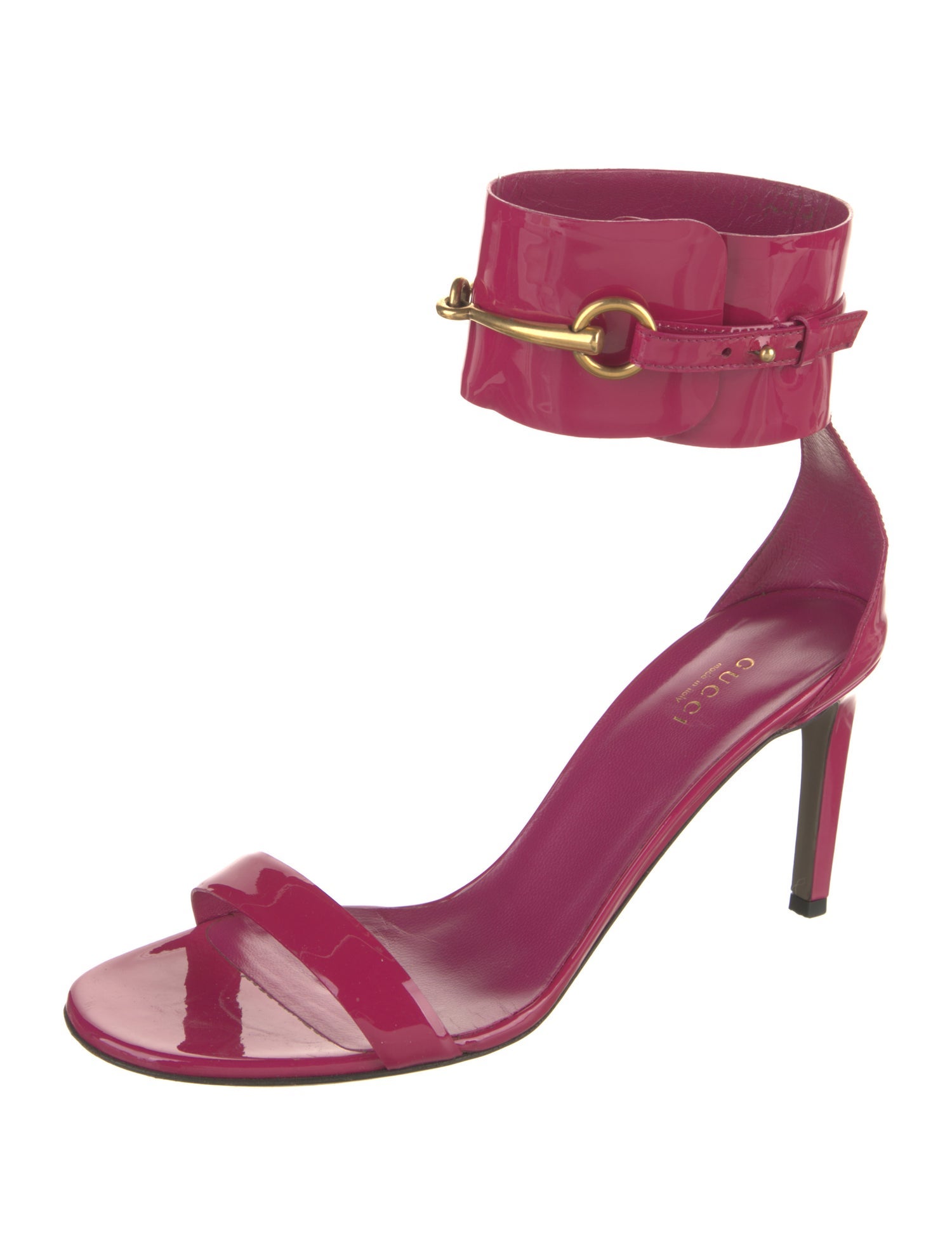 Gucci Horsebit Accent Patent Leather Sandals