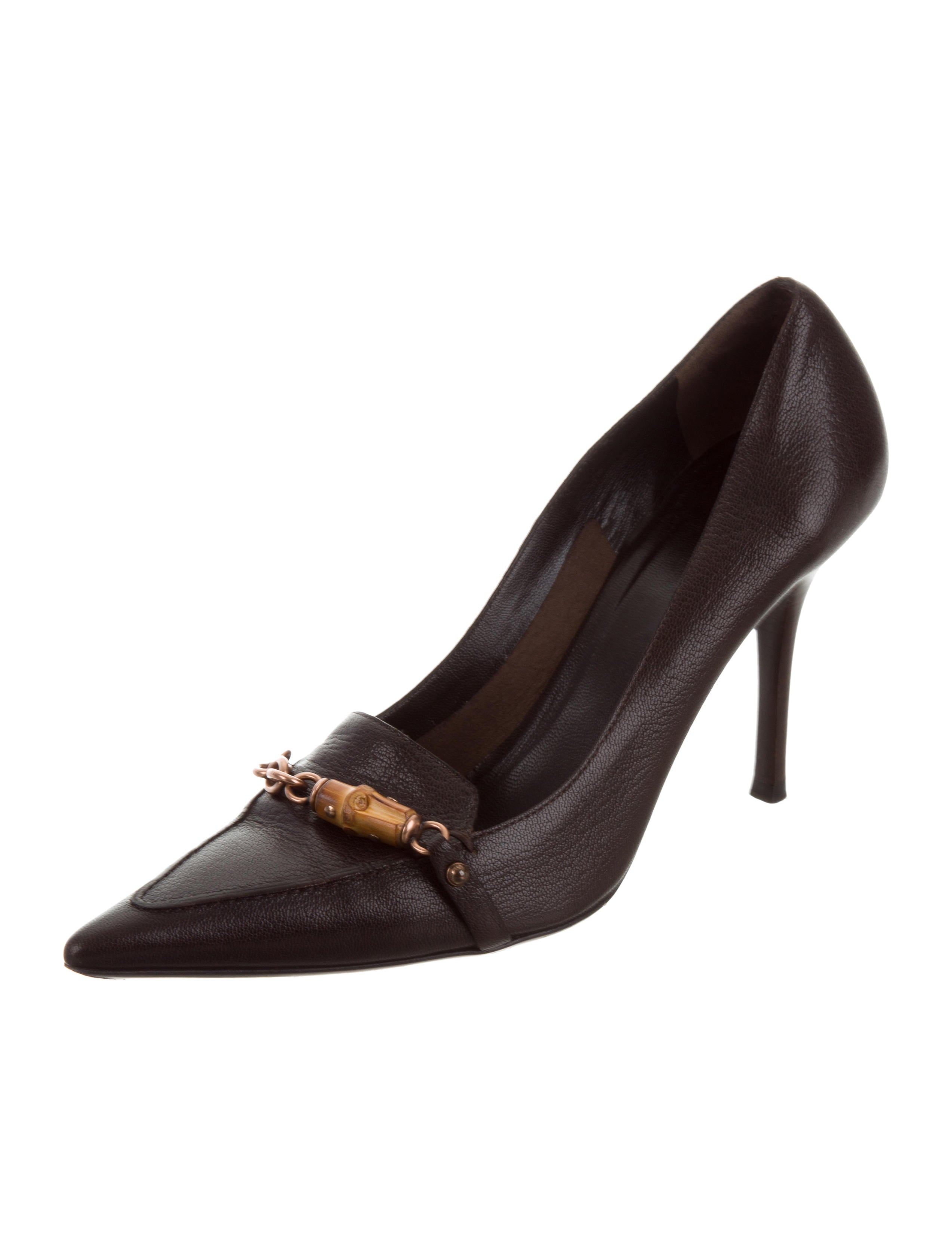 Gucci PointedToe Bamboo Pumps Brown Pumps, Shoes GUC189398 The