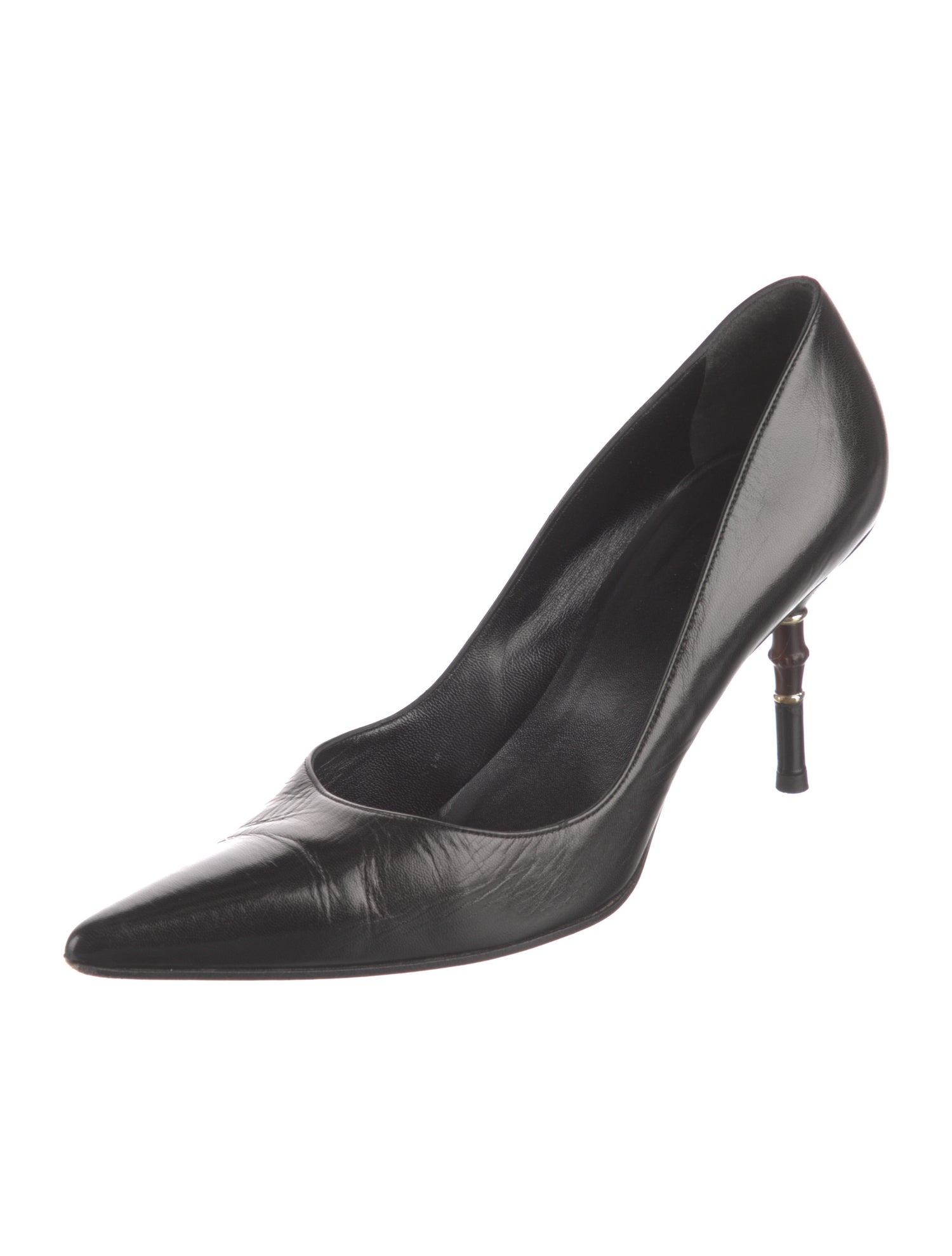 Gucci Bamboo Accent Leather Pumps
