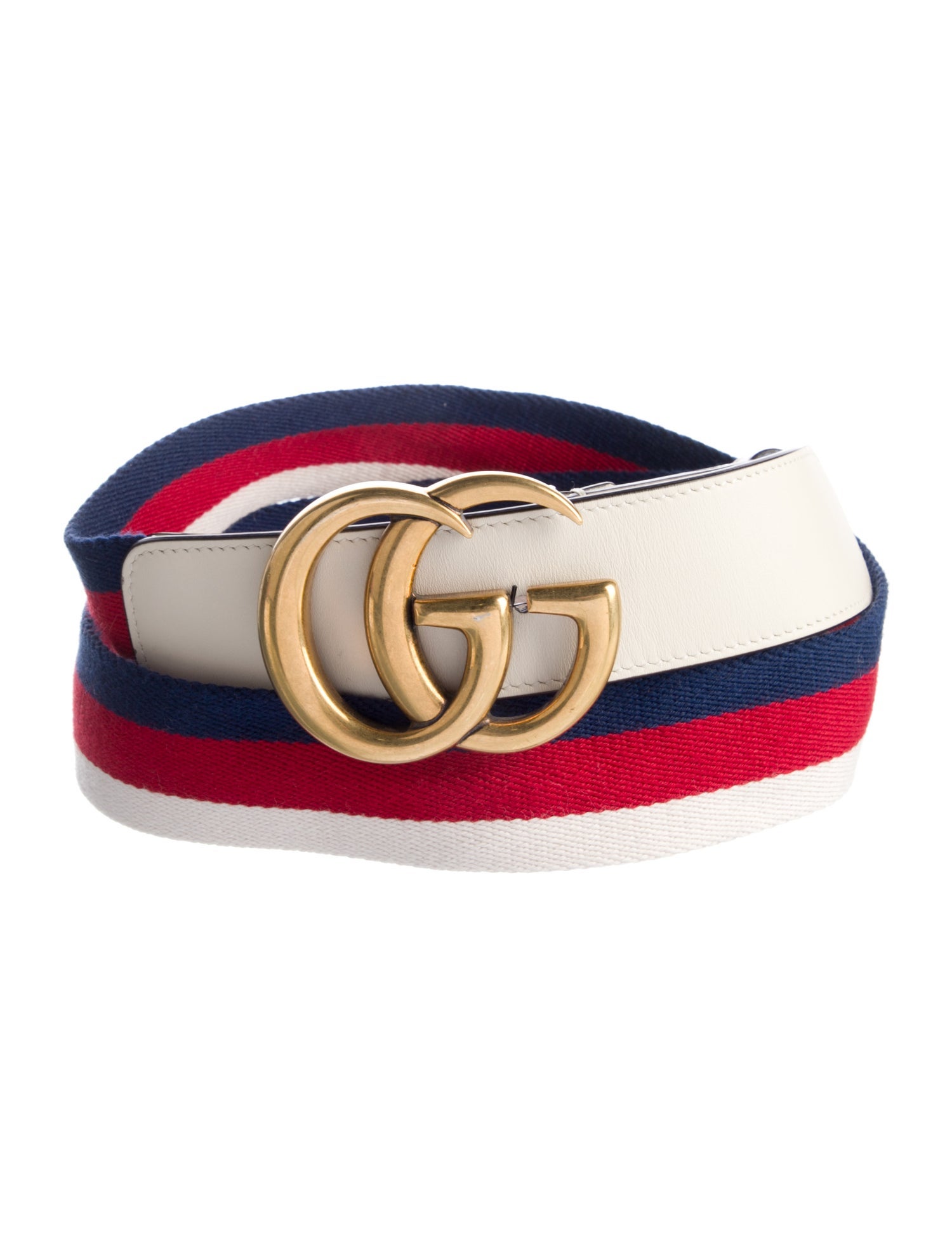 Gucci GG Logo Leather Trim Embellishment Belt