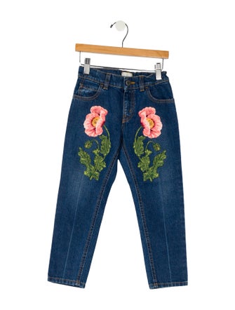 Gucci Girls' Embroidered Skinny Jeans