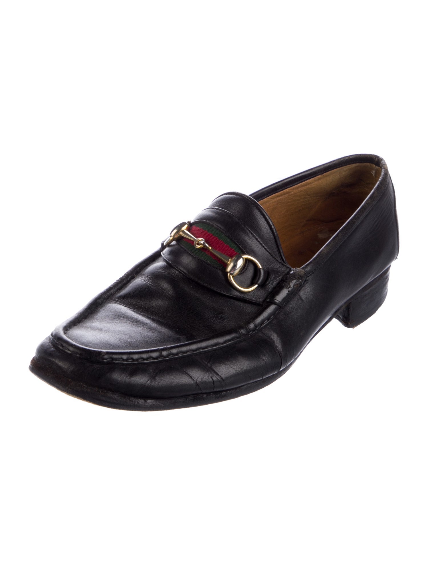 Gucci Web Accent Leather Dress Loafers