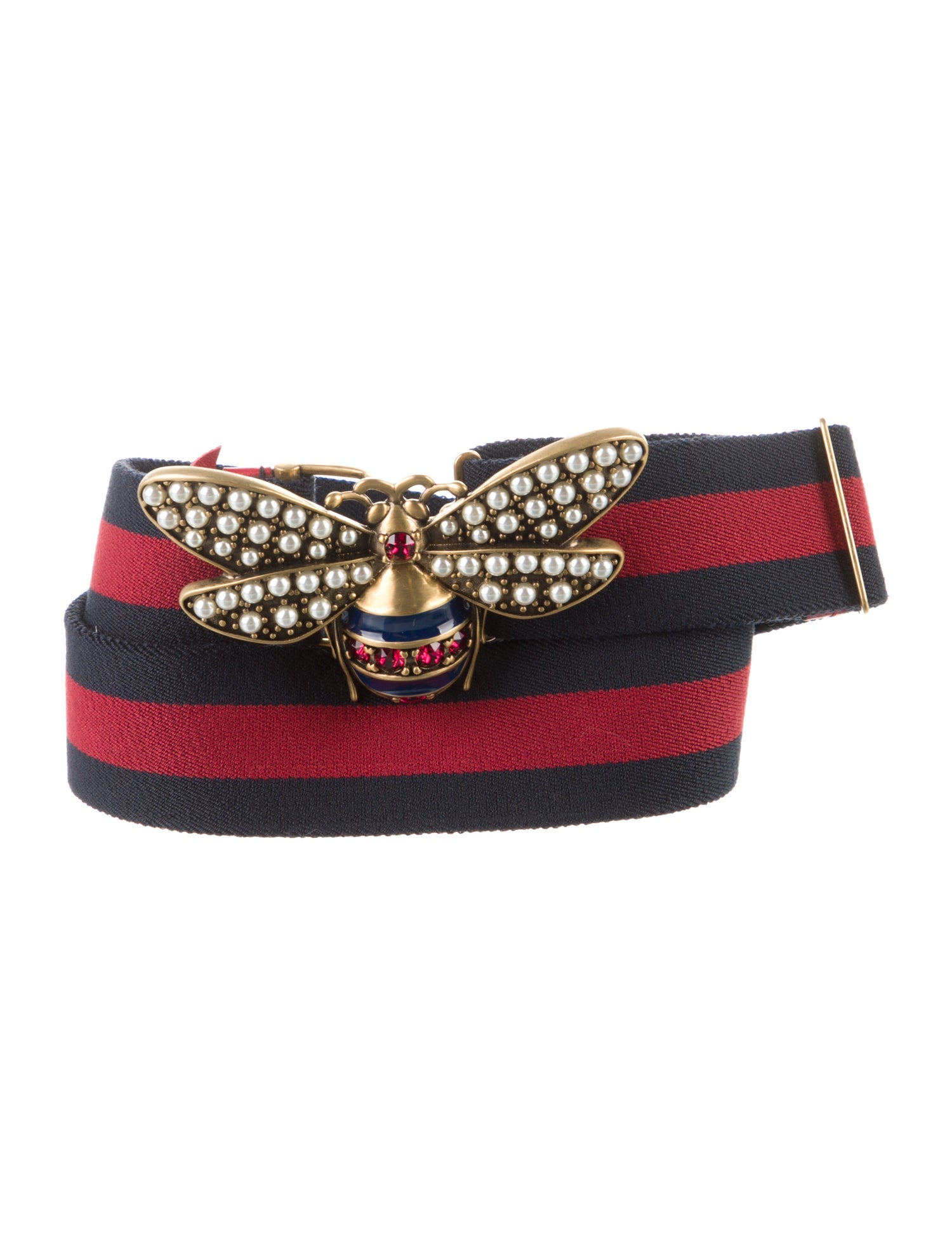 Gucci Faux Pearl Accents Crystal Embellishments Belt
