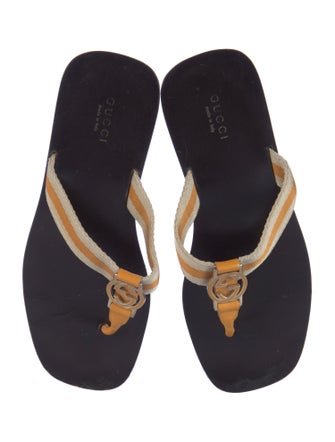 Gucci Interlocking G Logo Canvas Flip Flops