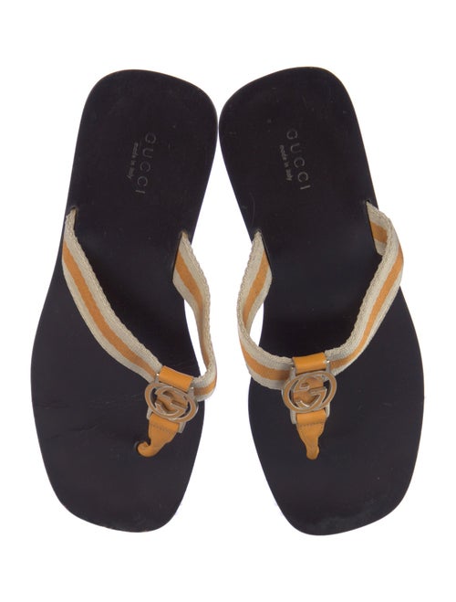 Gucci Interlocking G Logo Canvas Flip Flops