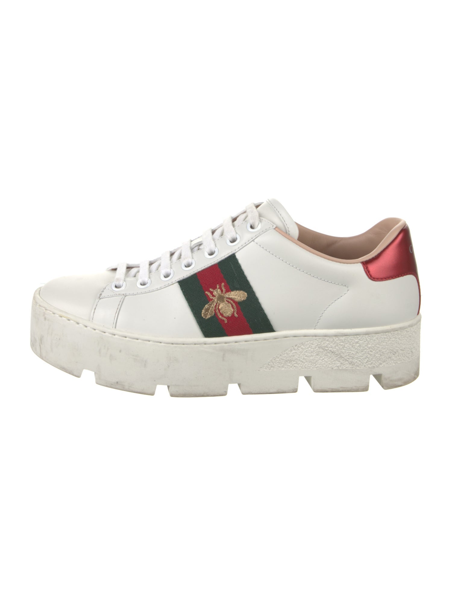 Gucci Web Accent Leather Sneakers
