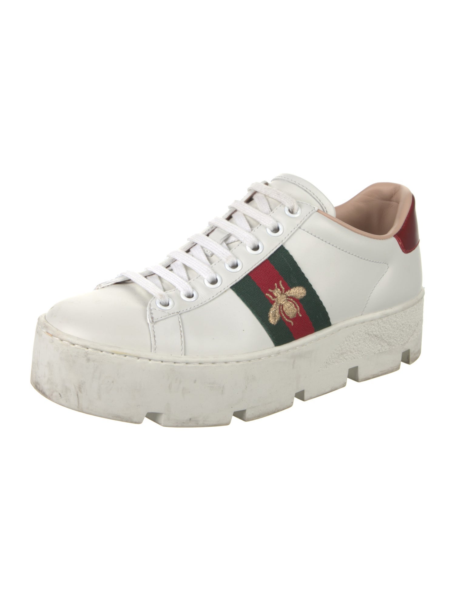 Gucci Web Accent Leather Sneakers