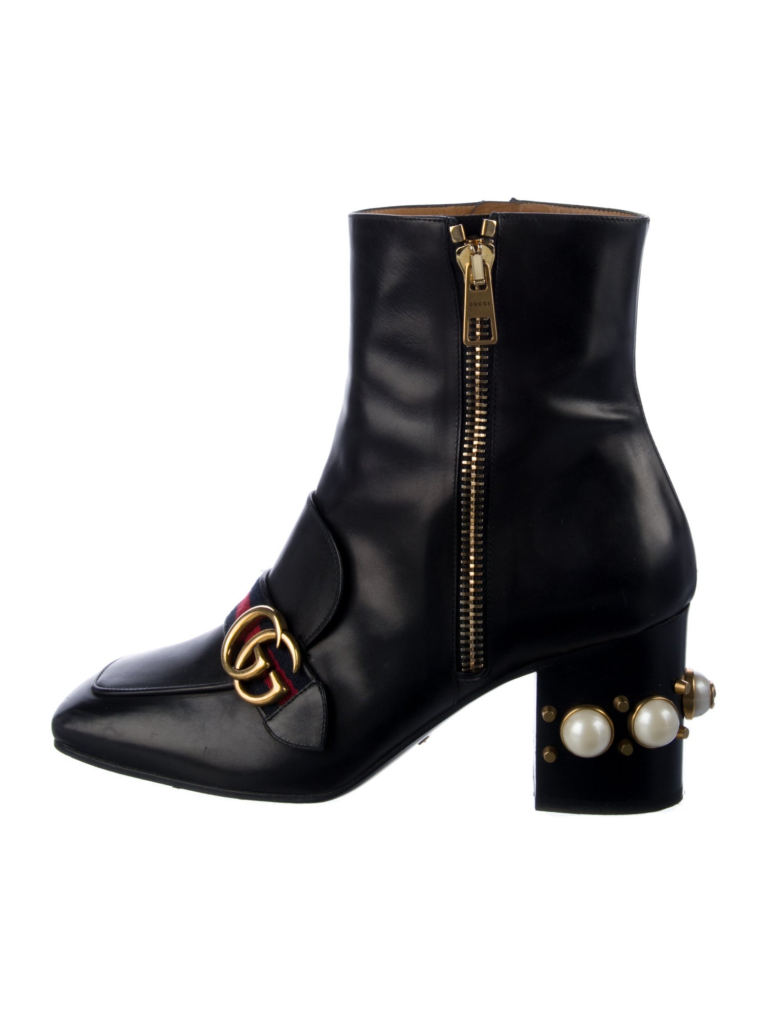 Gucci Web Accent Leather Boots