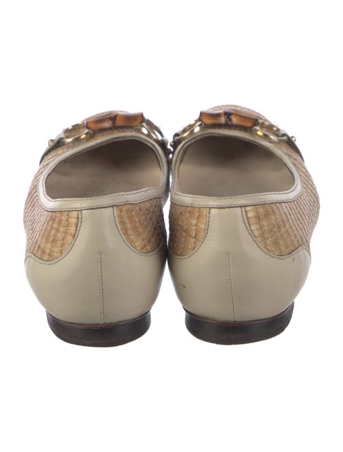 Gucci Horsebit Accent Raffia Ballet Flats