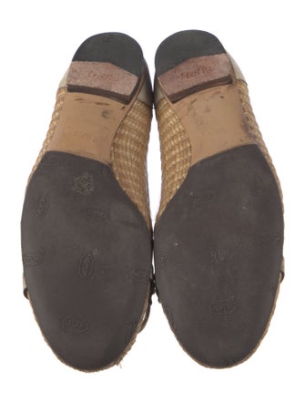 Gucci Horsebit Accent Raffia Ballet Flats