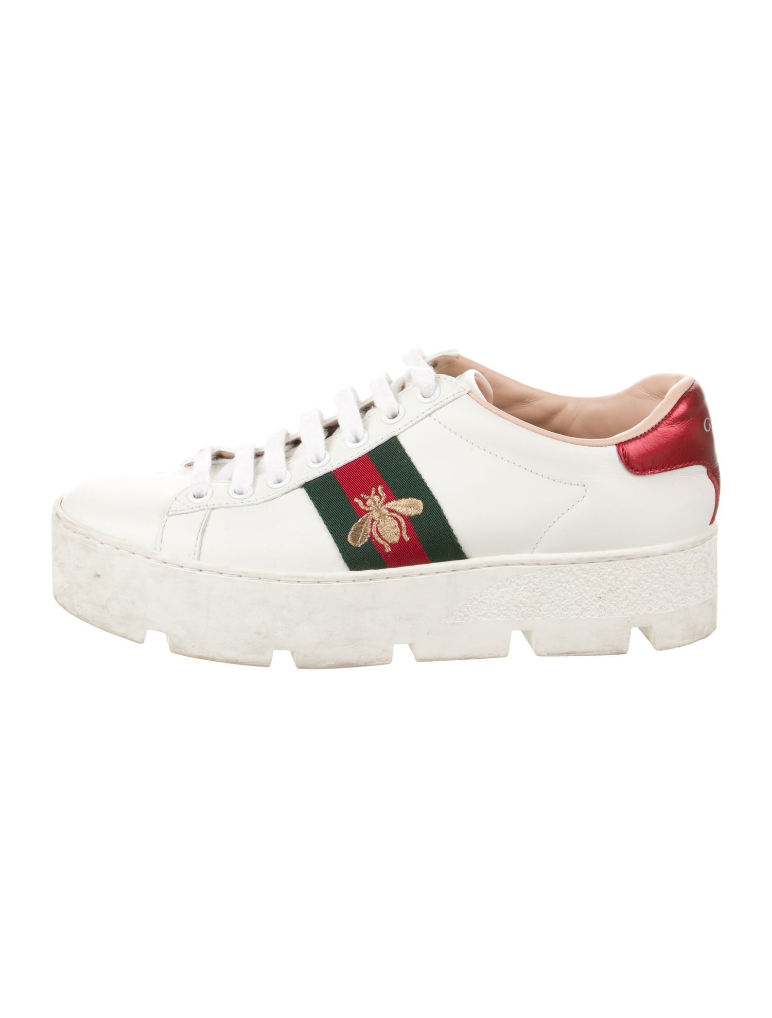 Gucci Web Accent Leather Sneakers