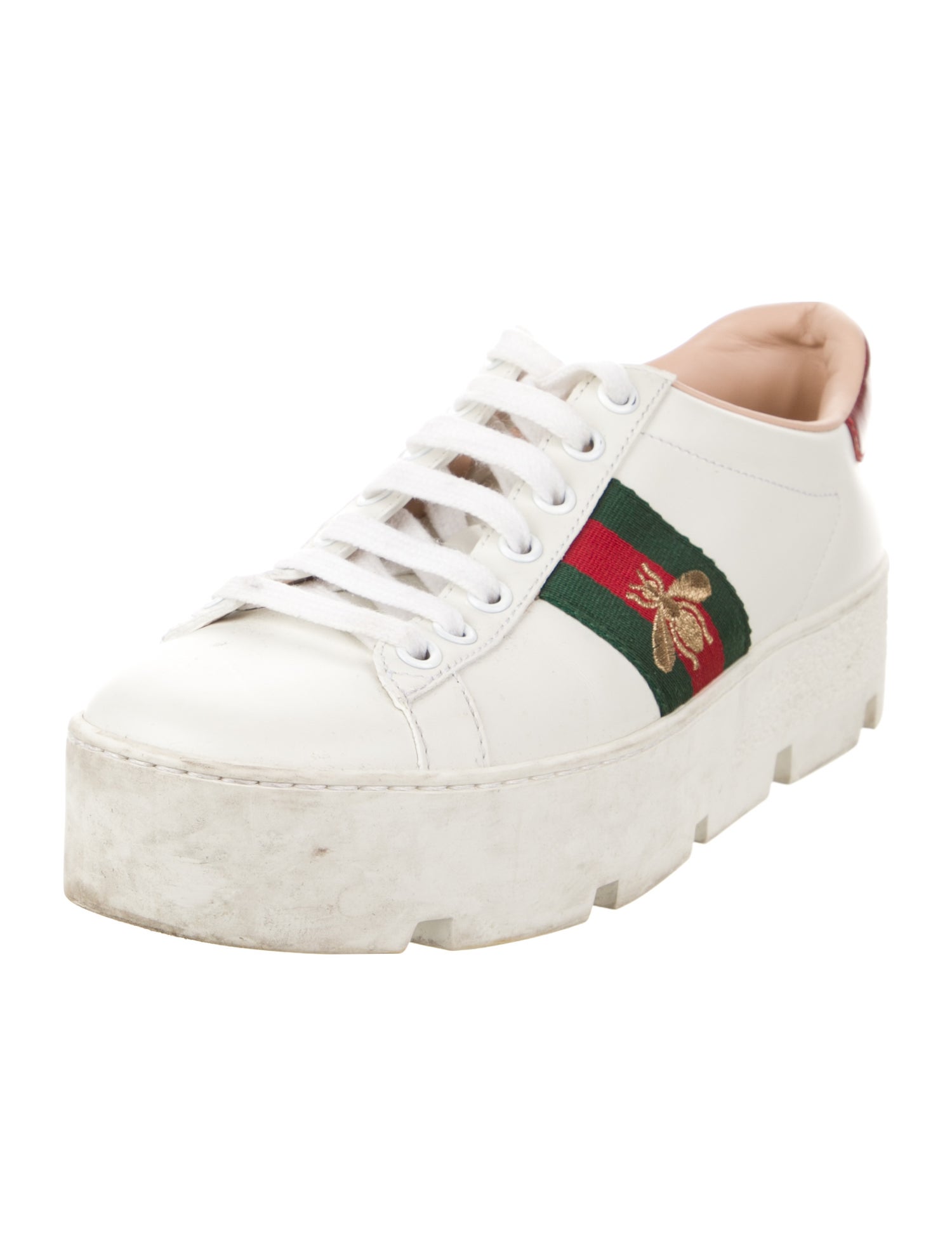 Gucci Web Accent Leather Sneakers