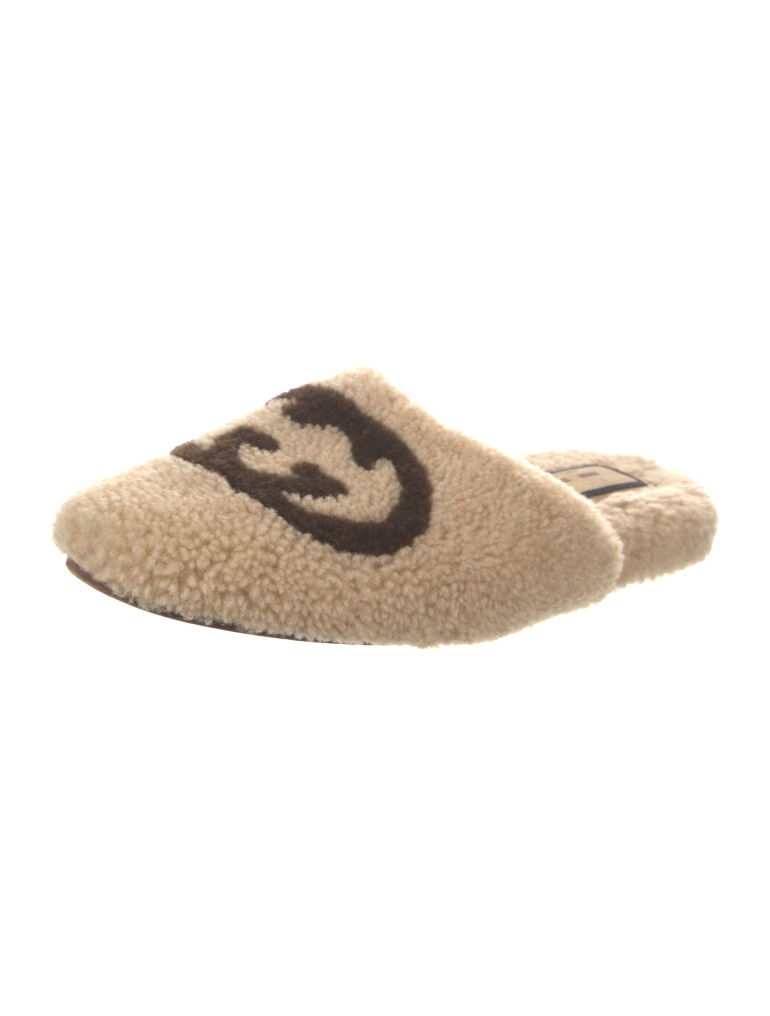 Gucci Interlocking G Logo Shearling Mules