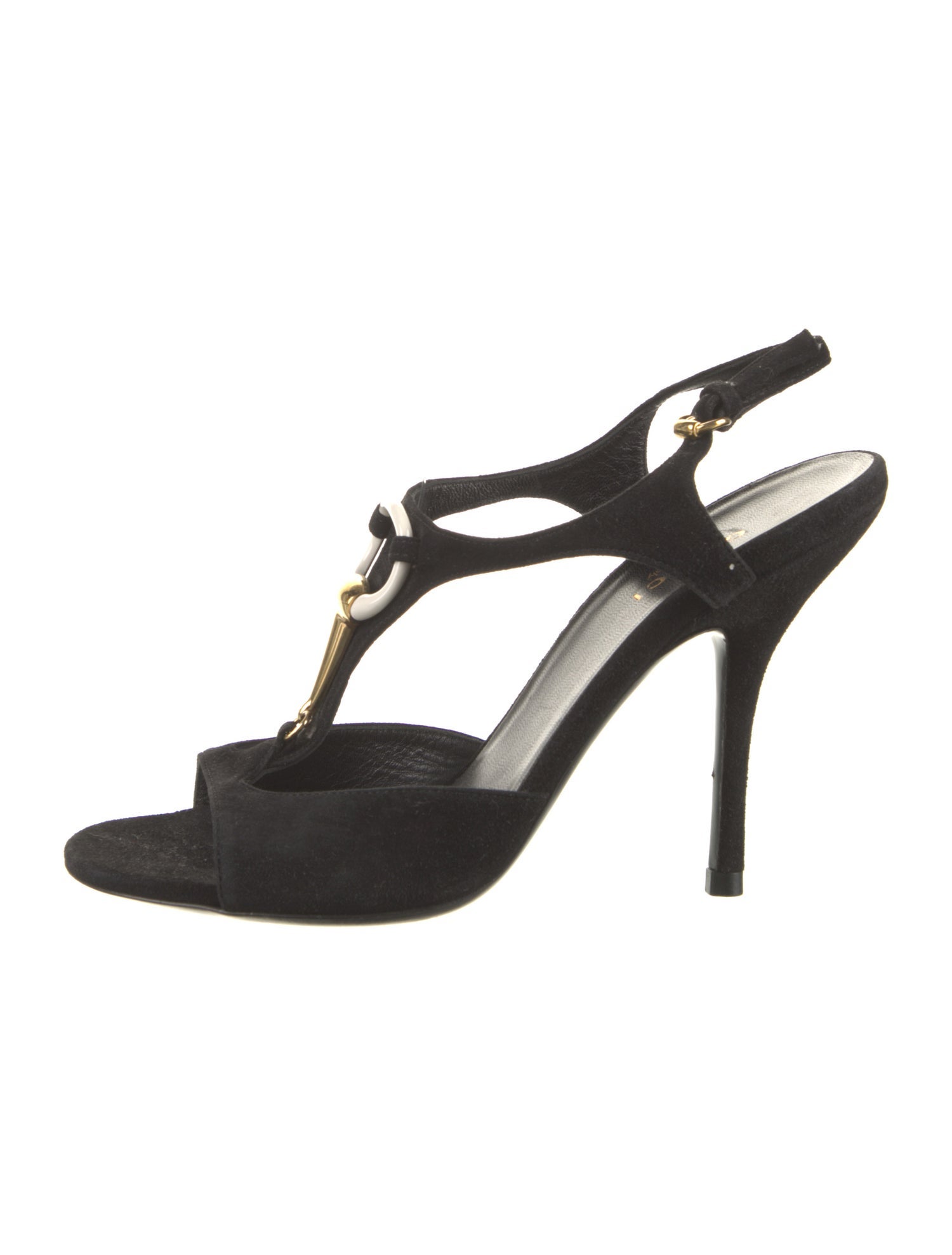 Gucci Hasler Horsebit Accent Suede T-Strap Sandals
