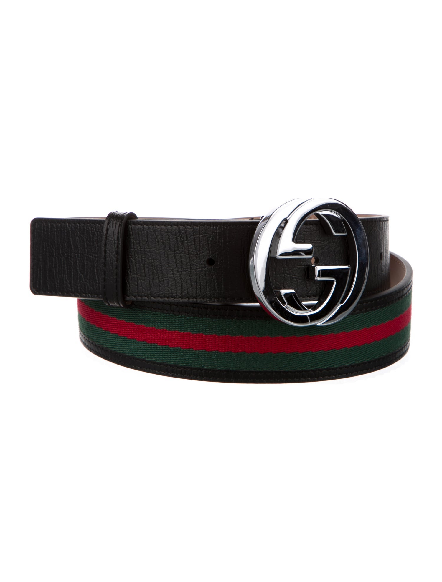Gucci Web Accent Leather Waist Belt