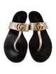 Gucci Double G Logo Leather Flip Flops