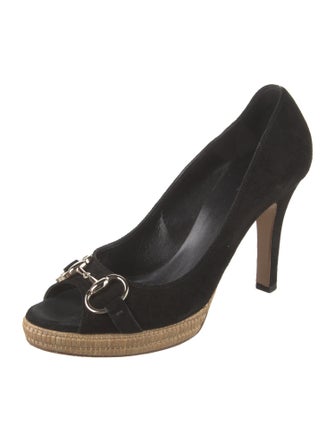 Gucci Horsebit Accent Suede Slingback Sandals