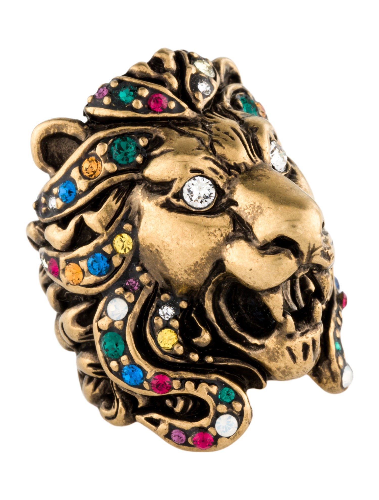 Gucci Crystal Lion Head Ring
