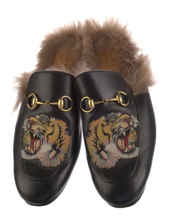 Gucci Horsebit Accent Leather Slippers
