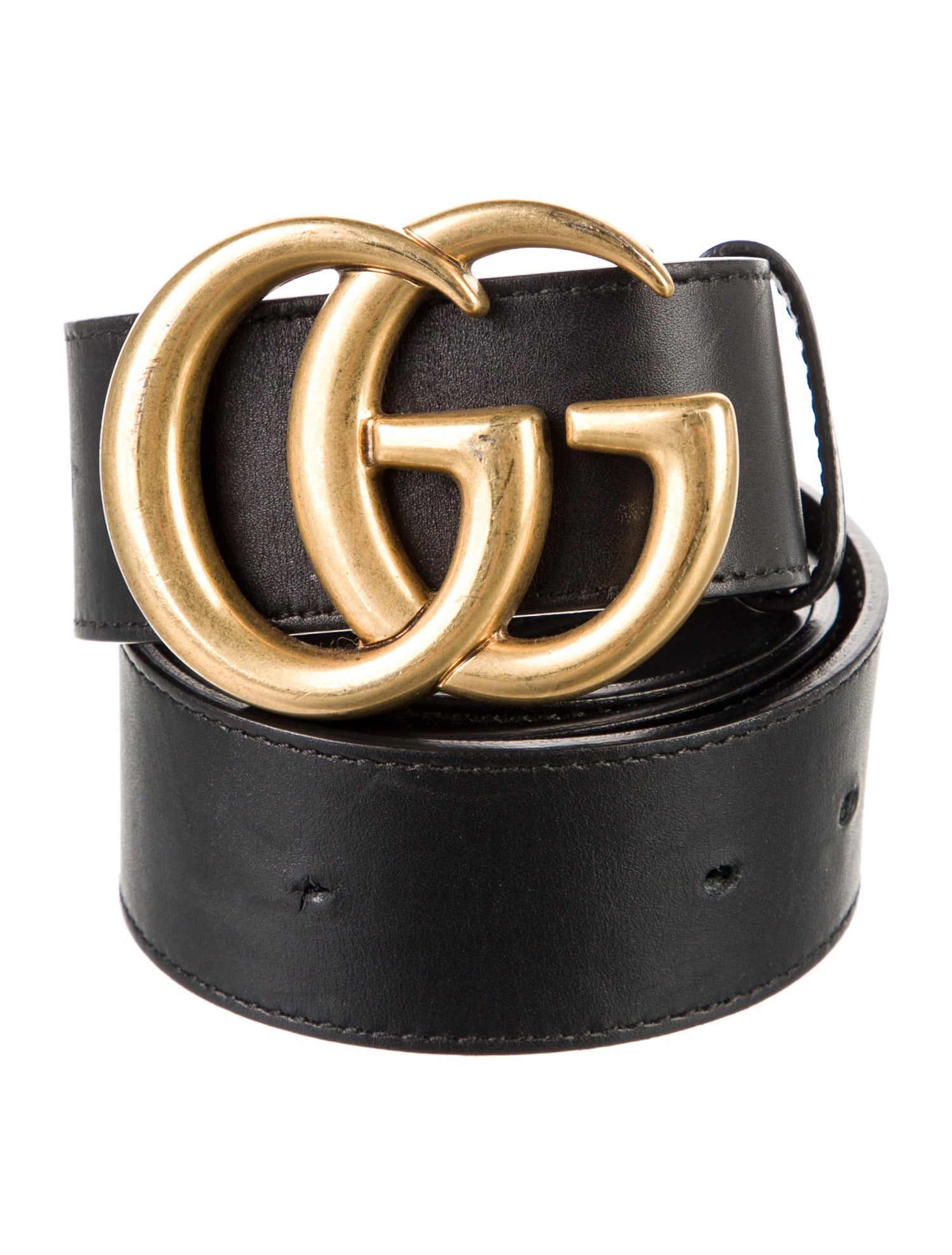 Gucci Double G Logo Leather Belt