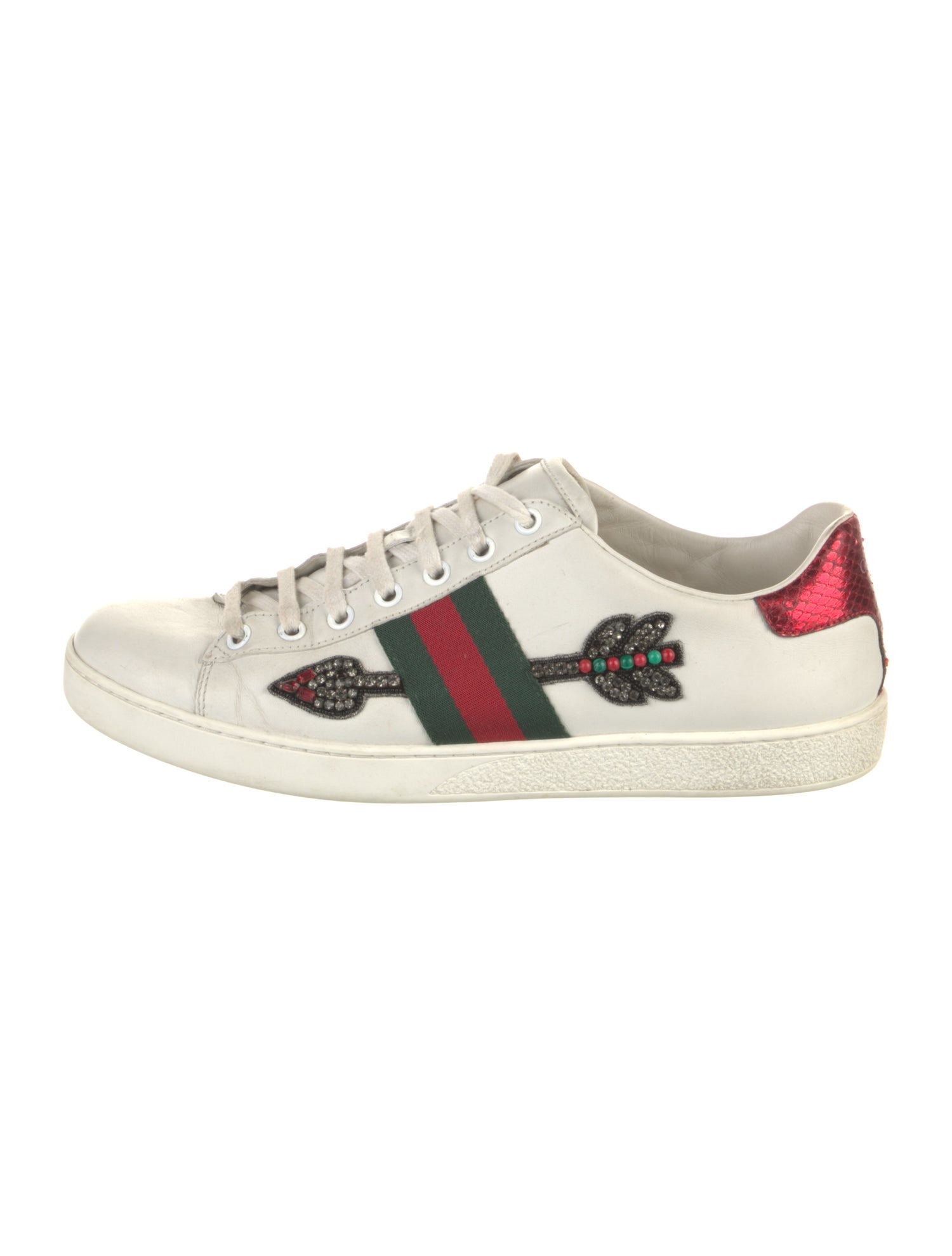 Gucci Web Accent Leather Sneakers