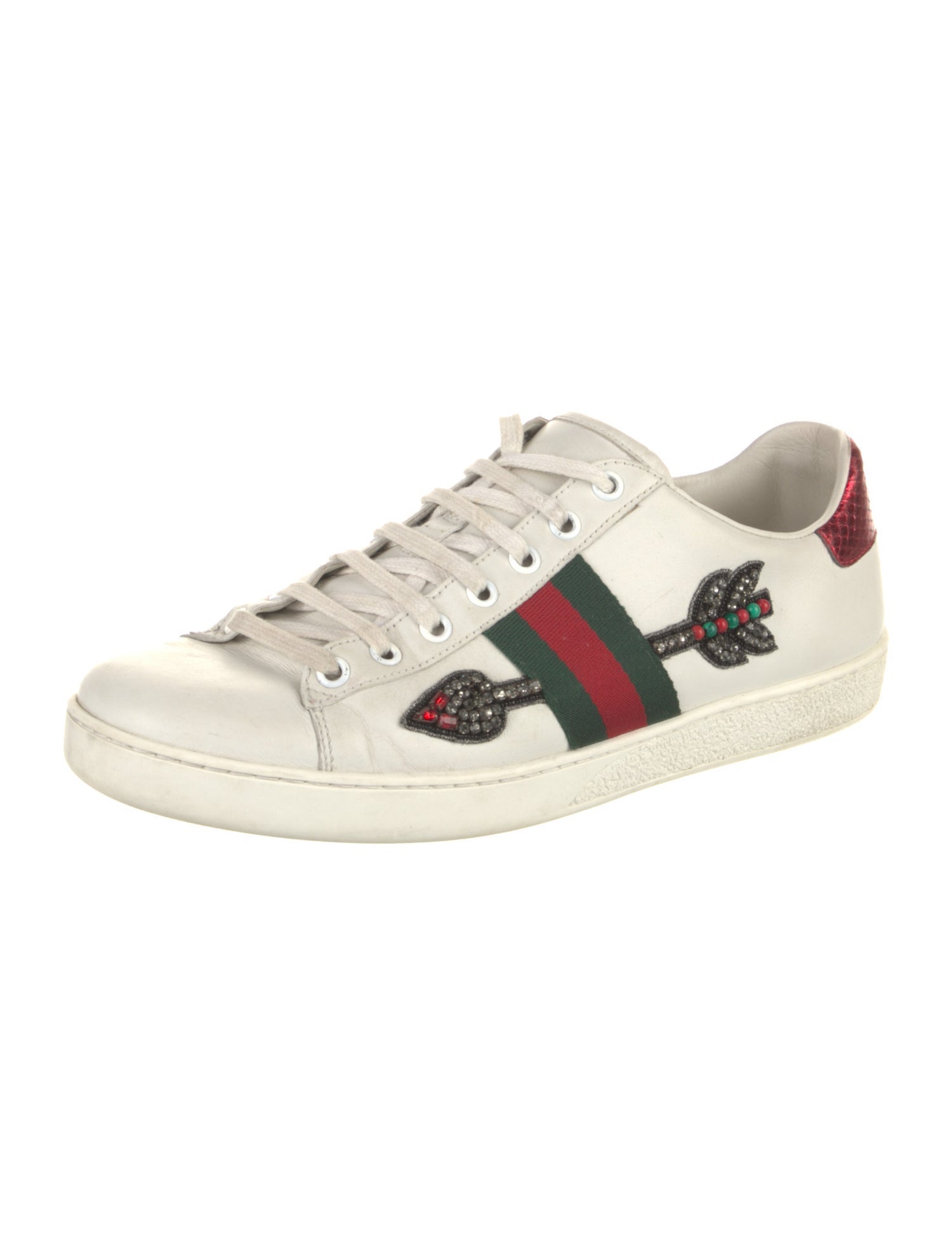 Gucci Web Accent Leather Sneakers