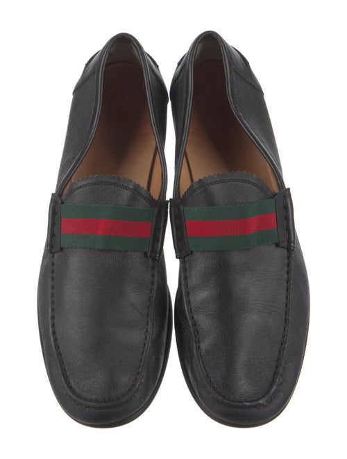 Gucci Web Accent Leather Loafers
