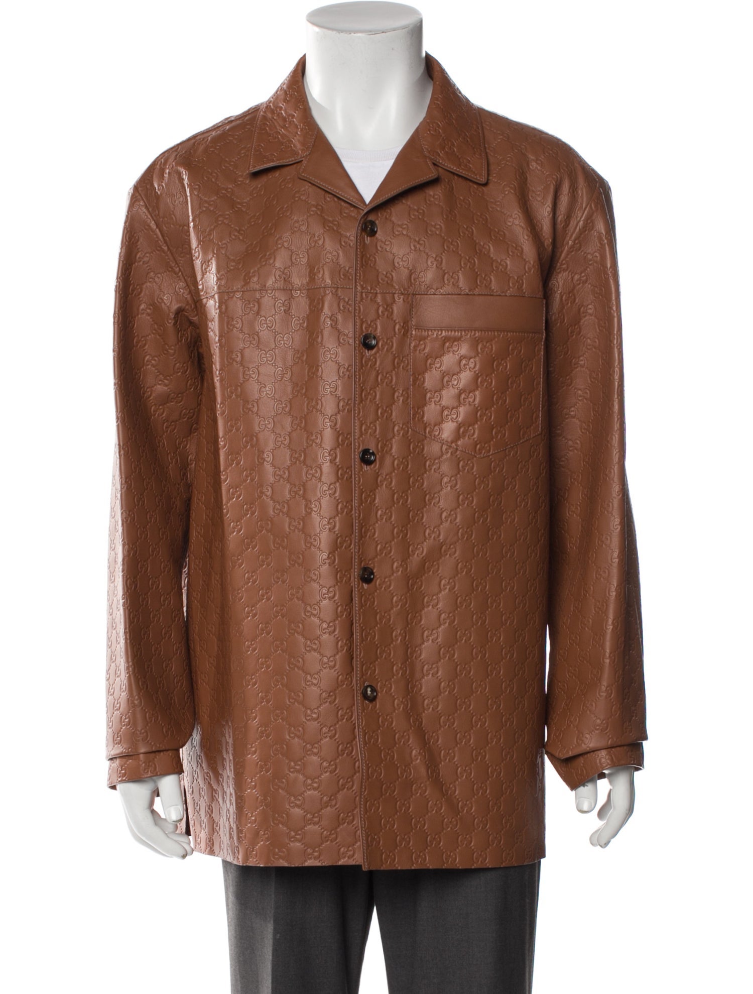 Gucci GG Logo Lambskin Peacoat