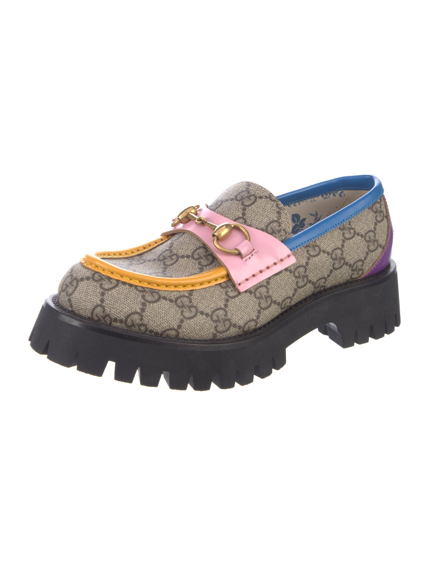 Gucci GG Supreme Embroidered Accent Loafers