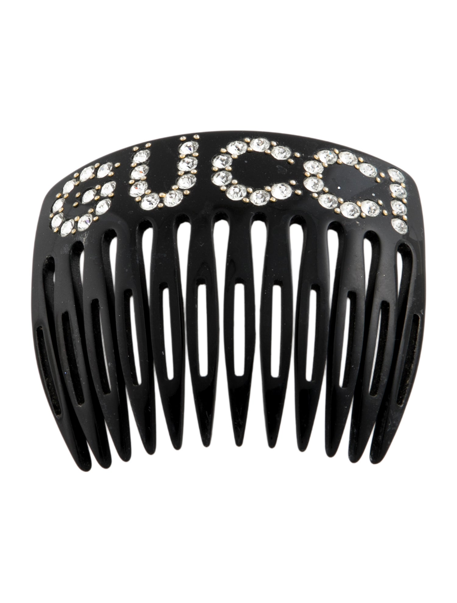Gucci Gucci Crystal Embellished Logo Motif Hair Clip