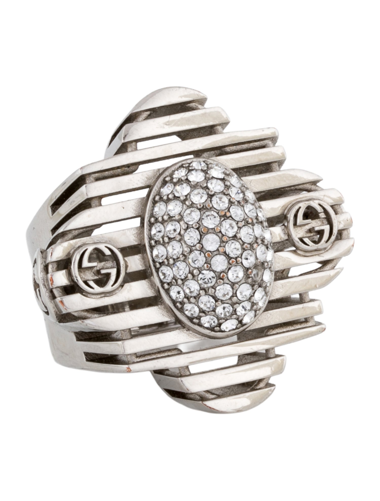 Gucci Crystal Interlocking G Cocktail Ring