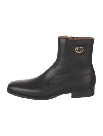 Gucci Interlocking G Logo Leather Rain Boots