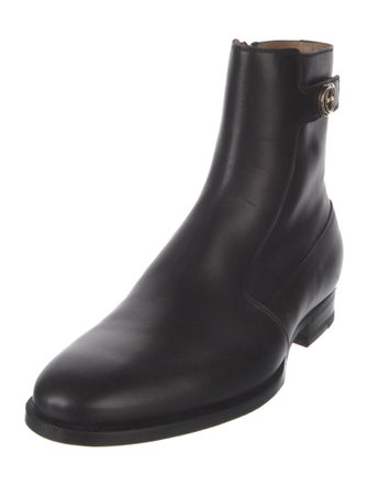 Gucci Interlocking G Logo Leather Rain Boots