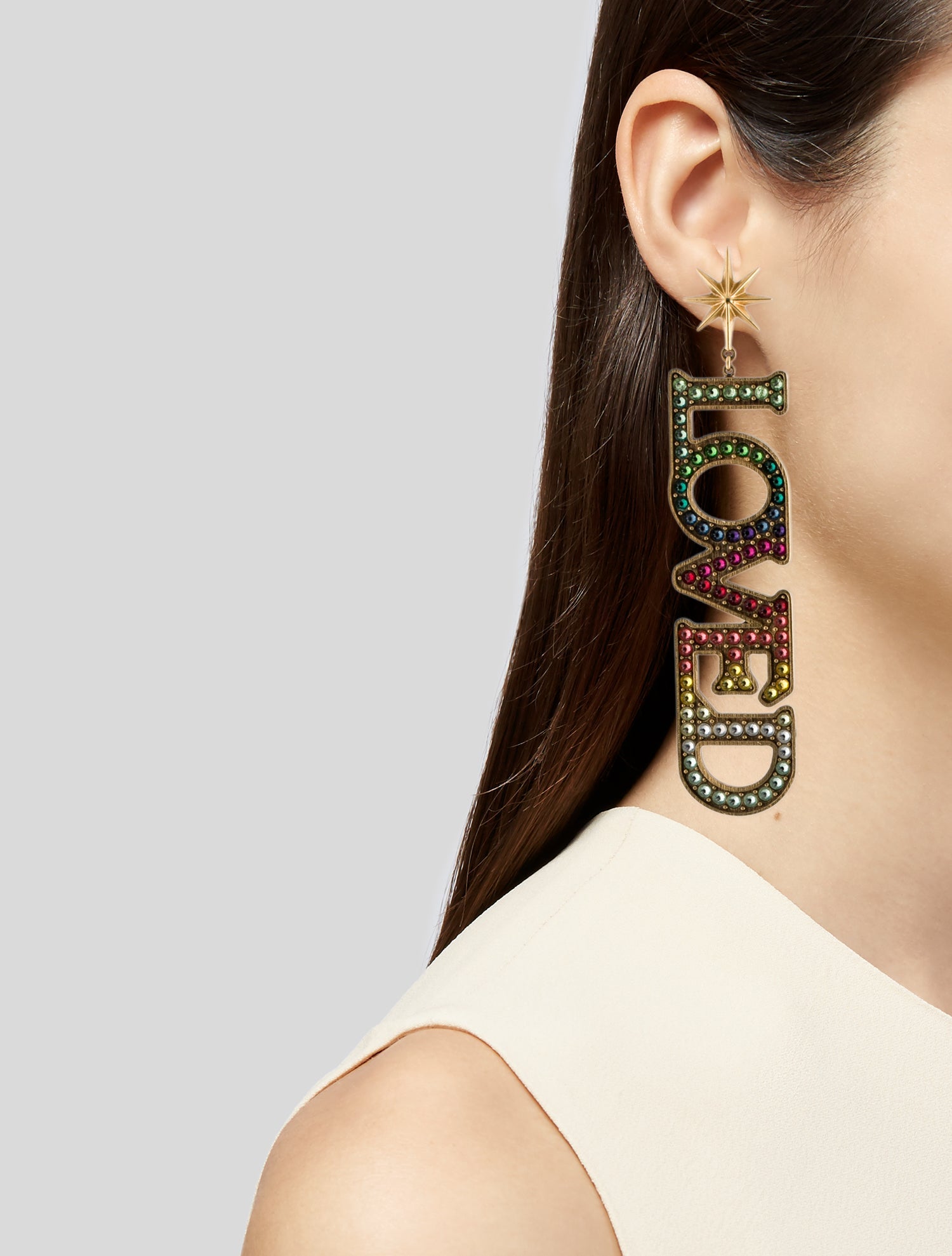 Gucci Crystal 'Loved' Crystal Drop Earrings