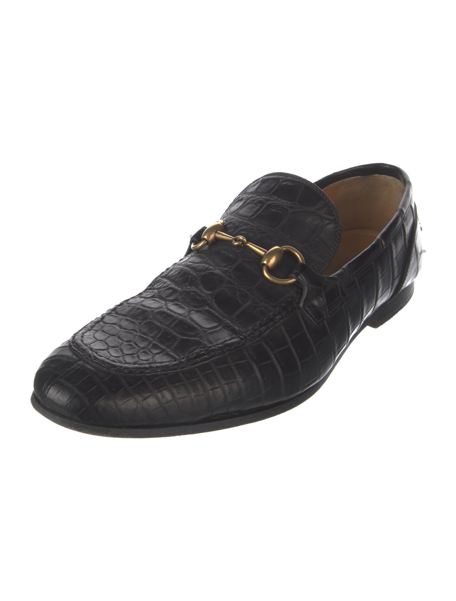 Gucci Horsebit Accent Embossed Leather Loafers