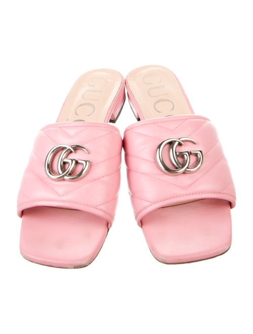 Gucci Double G Logo Leather Slides
