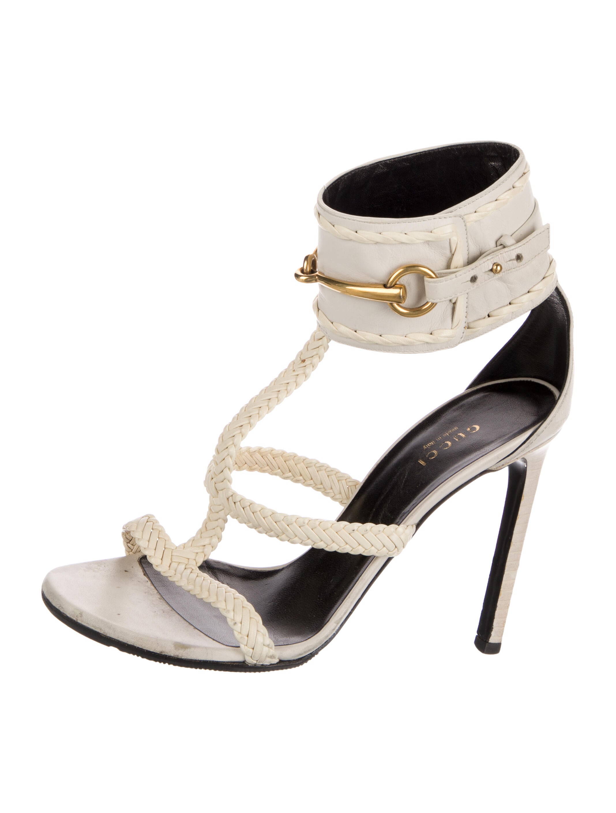 Gucci 1955 Horsebit Accent Leather T-Strap Sandals