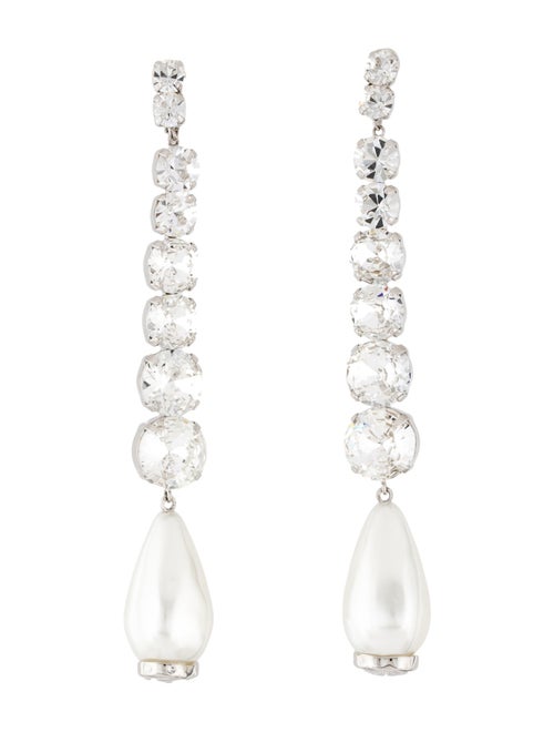 Gucci Crystal & Faux Pearl Drop Clip-On Earrings